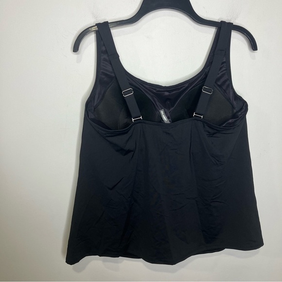 Lands’ End black Tankini top underwire size 16W DD slimming round neckline - Picture 4 of 6